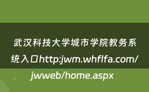 武汉科技大学城市学院教务系统入口http:jwm.whflfa.com/jwweb/home.aspx 
