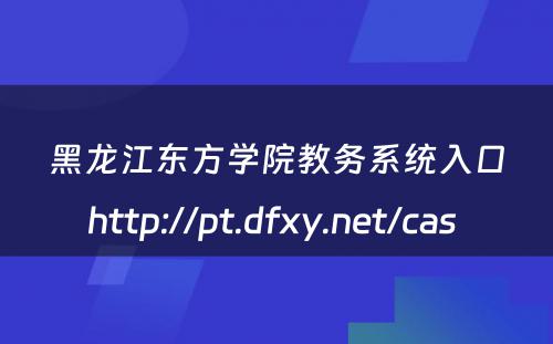 黑龙江东方学院教务系统入口http://pt.dfxy.net/cas 