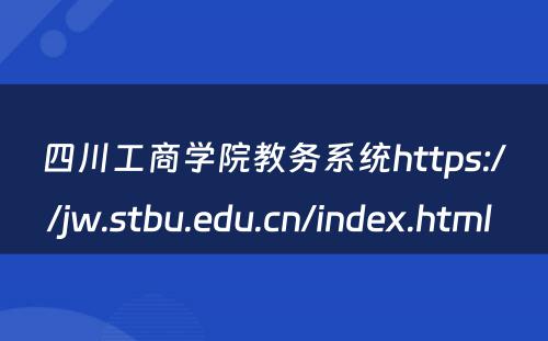 四川工商学院教务系统https://jw.stbu.edu.cn/index.html 