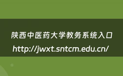陕西中医药大学教务系统入口http://jwxt.sntcm.edu.cn/ 