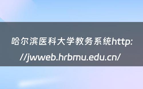哈尔滨医科大学教务系统http://jwweb.hrbmu.edu.cn/ 