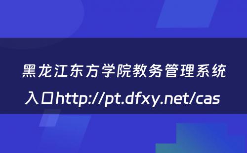 黑龙江东方学院教务管理系统入口http://pt.dfxy.net/cas 