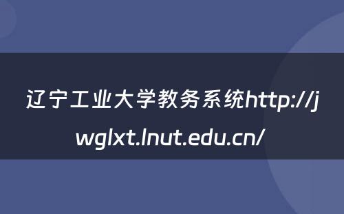 辽宁工业大学教务系统http://jwglxt.lnut.edu.cn/ 