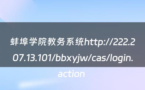 蚌埠学院教务系统http://222.207.13.101/bbxyjw/cas/login.action 