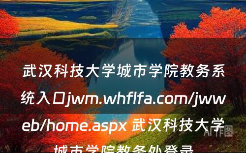 武汉科技大学城市学院教务系统入口jwm.whflfa.com/jwweb/home.aspx 武汉科技大学城市学院教务处登录