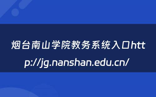 烟台南山学院教务系统入口http://jg.nanshan.edu.cn/ 