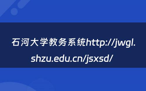 石河大学教务系统http://jwgl.shzu.edu.cn/jsxsd/ 