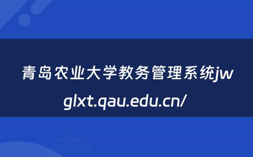 青岛农业大学教务管理系统jwglxt.qau.edu.cn/ 