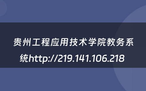 贵州工程应用技术学院教务系统http://219.141.106.218 
