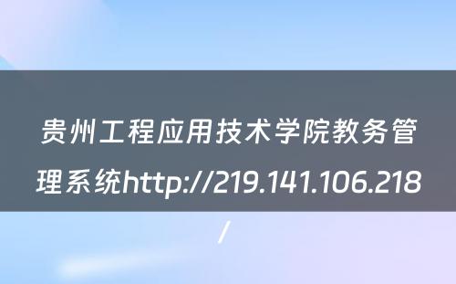 贵州工程应用技术学院教务管理系统http://219.141.106.218/ 