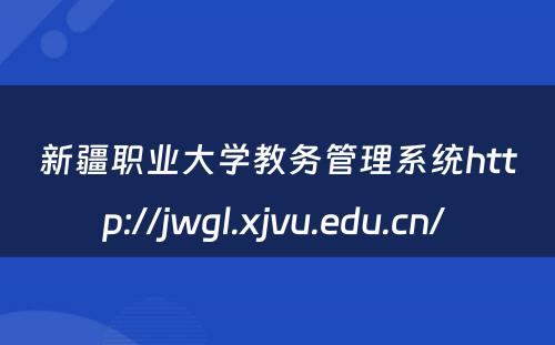 新疆职业大学教务管理系统http://jwgl.xjvu.edu.cn/ 