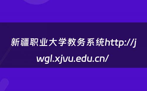 新疆职业大学教务系统http://jwgl.xjvu.edu.cn/ 