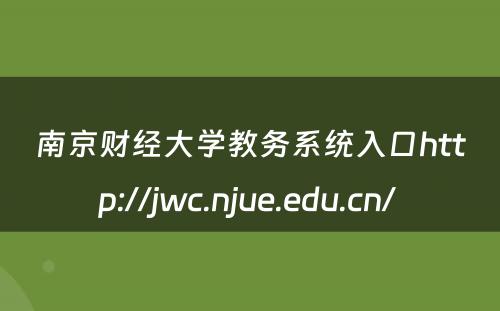 南京财经大学教务系统入口http://jwc.njue.edu.cn/ 