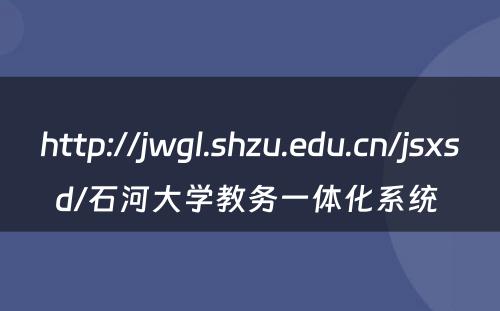 http://jwgl.shzu.edu.cn/jsxsd/石河大学教务一体化系统 