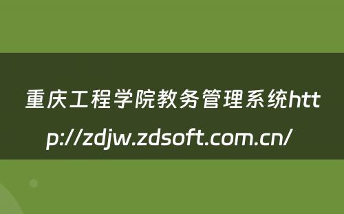 重庆工程学院教务管理系统http://zdjw.zdsoft.com.cn/ 