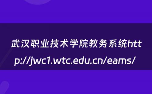 武汉职业技术学院教务系统http://jwc1.wtc.edu.cn/eams/ 