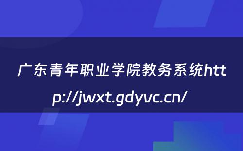 广东青年职业学院教务系统http://jwxt.gdyvc.cn/ 