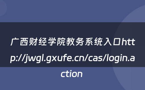 广西财经学院教务系统入口http://jwgl.gxufe.cn/cas/login.action 