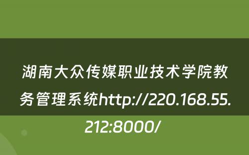湖南大众传媒职业技术学院教务管理系统http://220.168.55.212:8000/ 