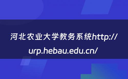 河北农业大学教务系统http://urp.hebau.edu.cn/ 