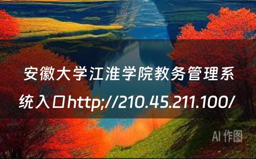 安徽大学江淮学院教务管理系统入口http;//210.45.211.100/ 