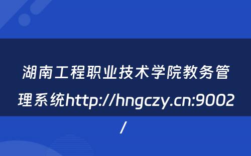 湖南工程职业技术学院教务管理系统http://hngczy.cn:9002/ 