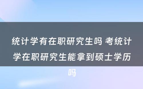 统计学有在职研究生吗 考统计学在职研究生能拿到硕士学历吗