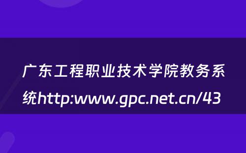广东工程职业技术学院教务系统http:www.gpc.net.cn/43 