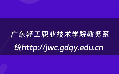 广东轻工职业技术学院教务系统http://jwc.gdqy.edu.cn 