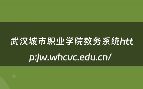 武汉城市职业学院教务系统http:jw.whcvc.edu.cn/ 