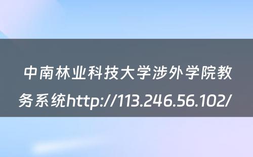 中南林业科技大学涉外学院教务系统http://113.246.56.102/ 