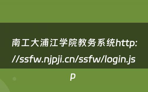 南工大浦江学院教务系统http://ssfw.njpji.cn/ssfw/login.jsp 