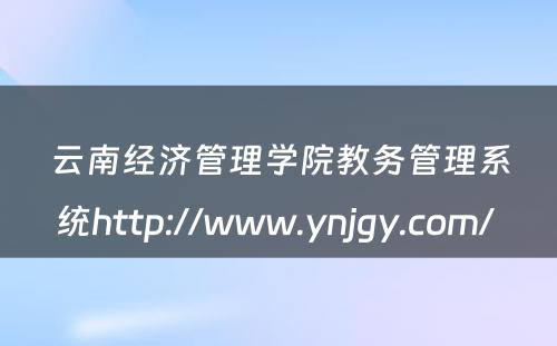 云南经济管理学院教务管理系统http://www.ynjgy.com/ 