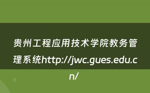 贵州工程应用技术学院教务管理系统http://jwc.gues.edu.cn/ 