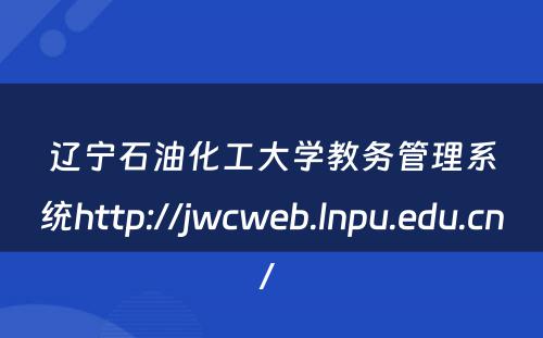 辽宁石油化工大学教务管理系统http://jwcweb.lnpu.edu.cn/ 
