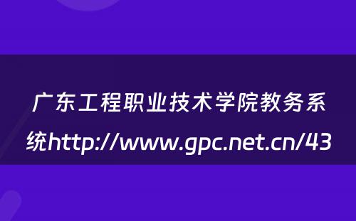 广东工程职业技术学院教务系统http://www.gpc.net.cn/43 