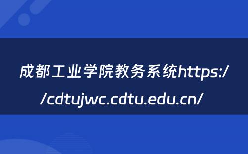 成都工业学院教务系统https://cdtujwc.cdtu.edu.cn/ 