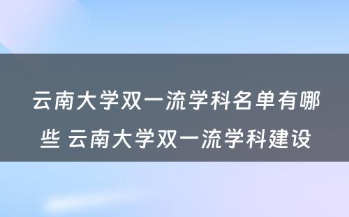 云南大学双一流学科名单有哪些 云南大学双一流学科建设