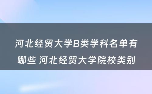 河北经贸大学B类学科名单有哪些 河北经贸大学院校类别