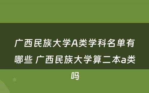 广西民族大学A类学科名单有哪些 广西民族大学算二本a类吗