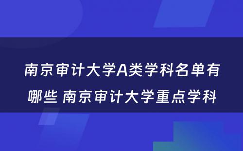 南京审计大学A类学科名单有哪些 南京审计大学重点学科