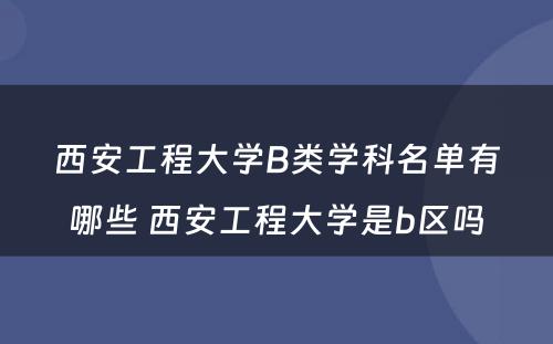 西安工程大学B类学科名单有哪些 西安工程大学是b区吗