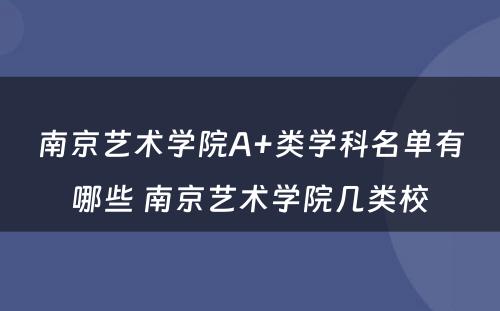 南京艺术学院A+类学科名单有哪些 南京艺术学院几类校