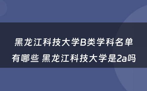 黑龙江科技大学B类学科名单有哪些 黑龙江科技大学是2a吗