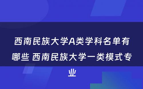 西南民族大学A类学科名单有哪些 西南民族大学一类模式专业