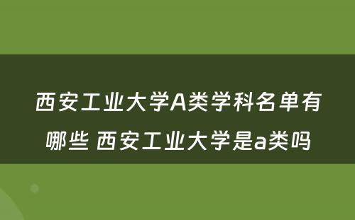 西安工业大学A类学科名单有哪些 西安工业大学是a类吗