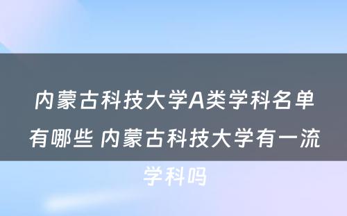 内蒙古科技大学A类学科名单有哪些 内蒙古科技大学有一流学科吗