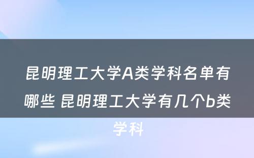 昆明理工大学A类学科名单有哪些 昆明理工大学有几个b类学科