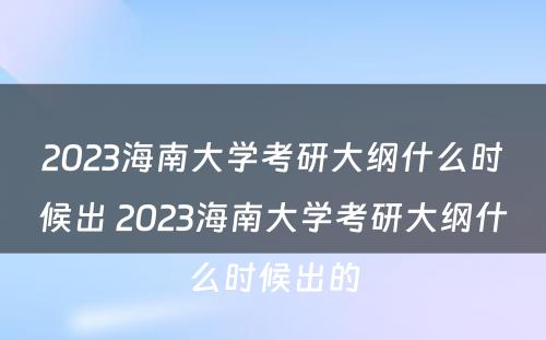 2023海南大学考研大纲什么时候出 2023海南大学考研大纲什么时候出的