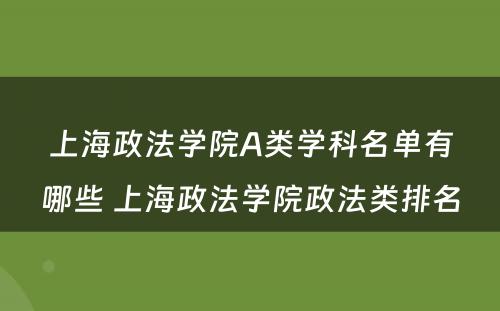 上海政法学院A类学科名单有哪些 上海政法学院政法类排名